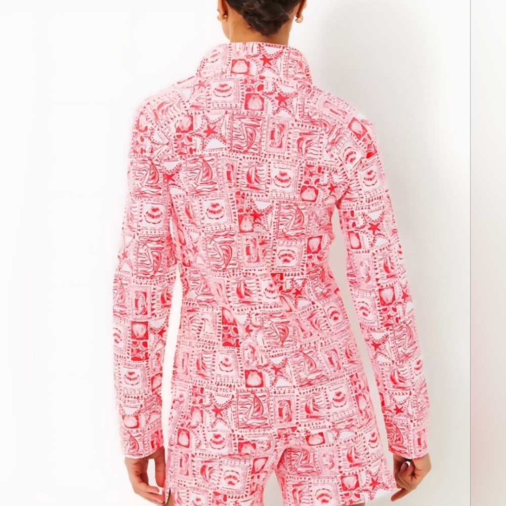 SOLD Lilly Pulitzer NWT UPF 50+ Skipper Popover Mizner Red Seaside Harbour - Picture 3 of 11